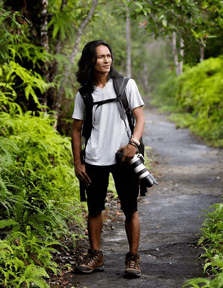 Bain in his element, ready to capture the jungle