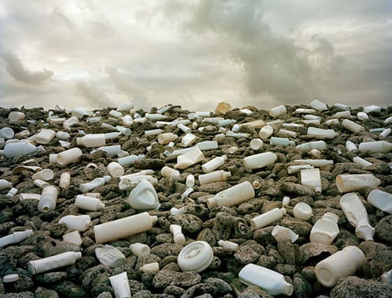An artist's impression of a polluted ocean shore
