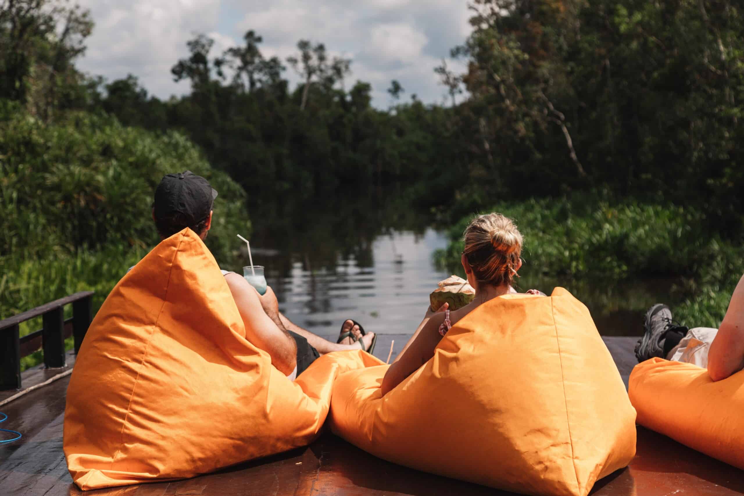 Coconuts on the top deck of the klotok